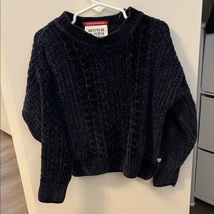 Scotch & Soda girls Navy Cable Knit Sweater